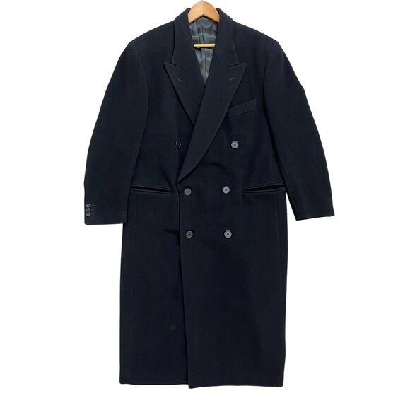 Giorgio Armani Le Collezioni Men Wool Double Breasted Trench Overcoat Black 44R - Picture 7 of 16